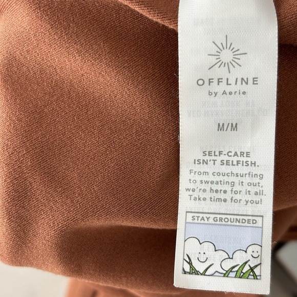 Aerie Shirt Offline Real Me Medium Super Cropped Long Sleeve Bra Top Western Sky - Picture 9 of 10